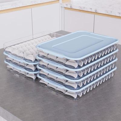 Caja de almacenamiento transparente apilable de grado alimenticio para albóndigas, huevos y wontons en el congelador o refrigerador.