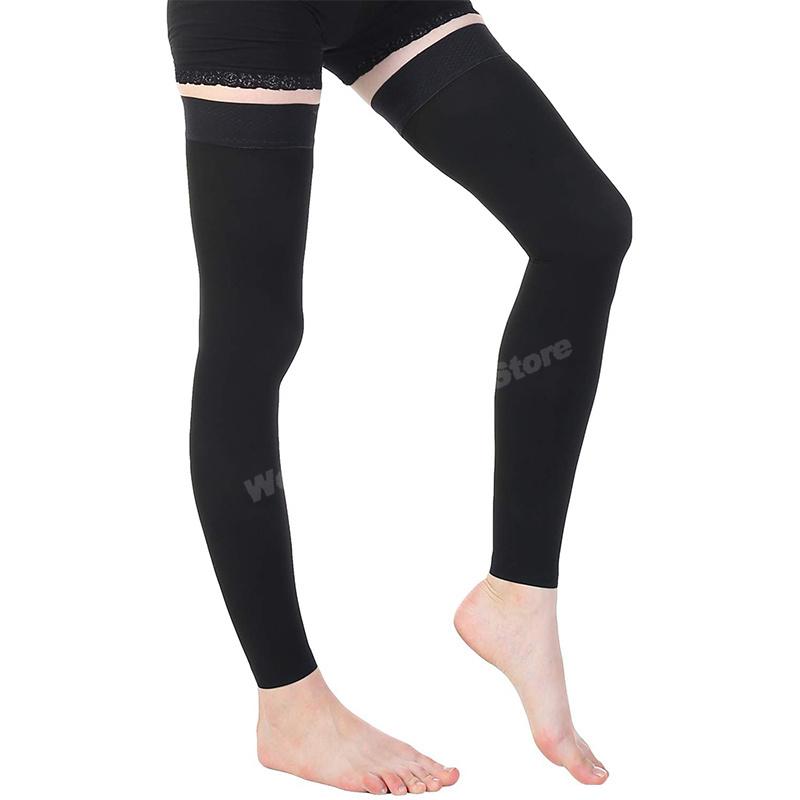 1 Pair 23-32Mmhg Footless Thigh High Compression Stockings For Varicose Vein Swelling Leg S-Xxl