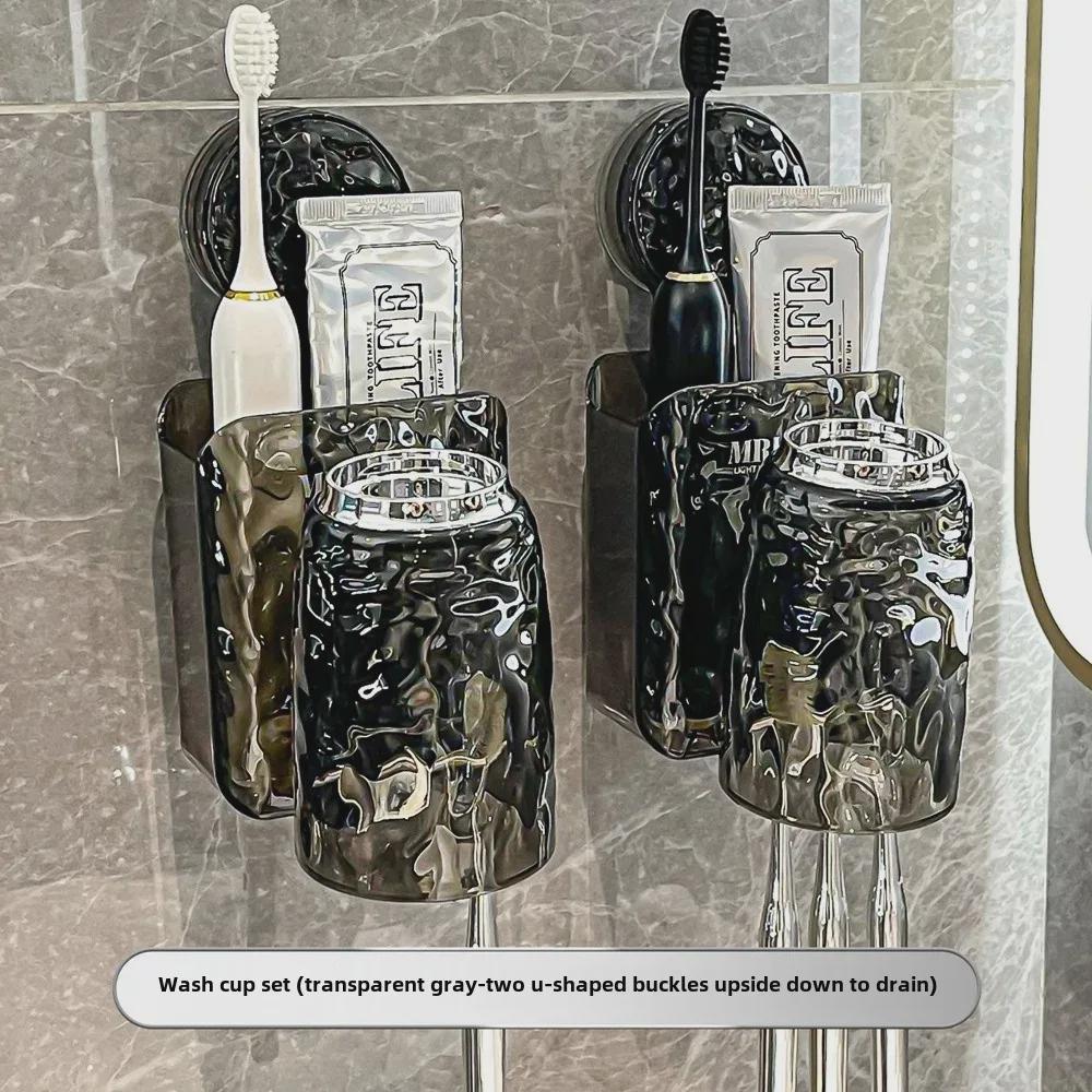 

Настенный держатель зубных щеток и зубной пасты с присоской и стаканчиком для ополаскивателя, установка без перфорации.