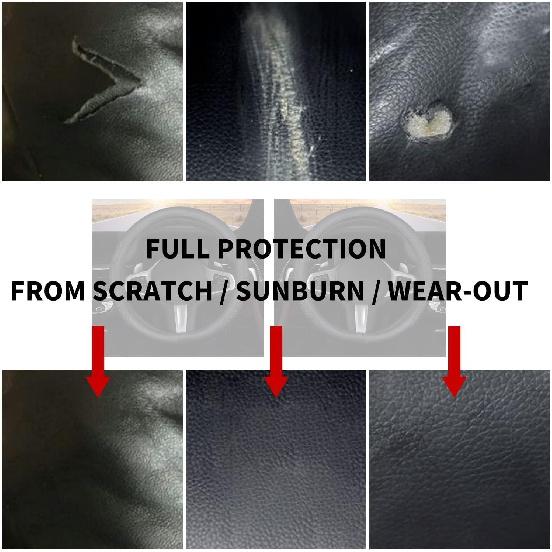 D Shape Steering Wheel Cover,Universal 14.5-15 Inch Car Black Leather Steering Wheel Wrap with Better Sport Grip for Men Women,Fit D Shaped Flat