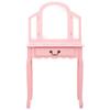 VidaXL Coiffeuse et tabouret Rose 65x36x128 cm Bois de paulownia MDF