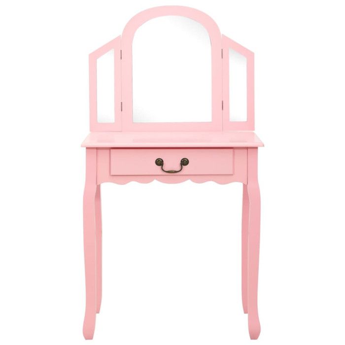 VidaXL Coiffeuse et tabouret Rose 65x36x128 cm Bois de paulownia MDF