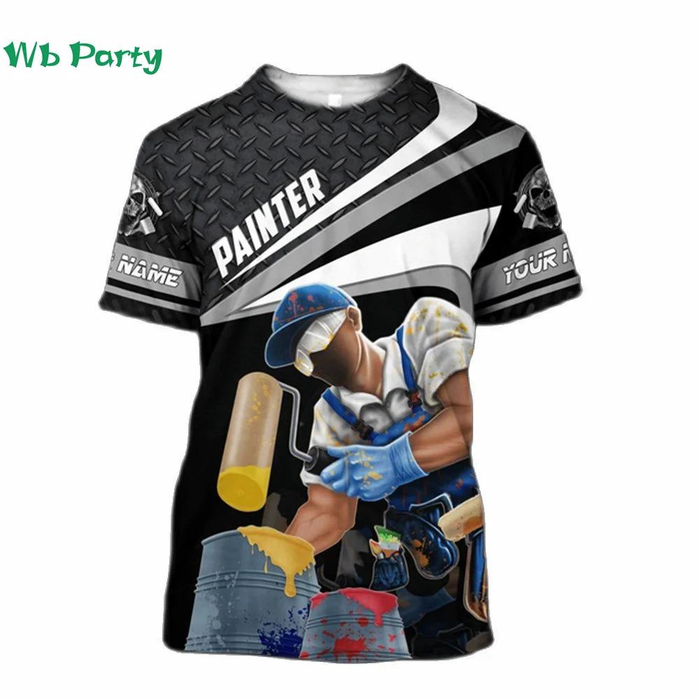 Camiseta de Verano Nueva para Hombre Estilo Pintor Personalizada Moda Cuello Redondo Holgada Manga Corta Tallas Grandes Tops Personalizados Regalos para el Día del Padre
