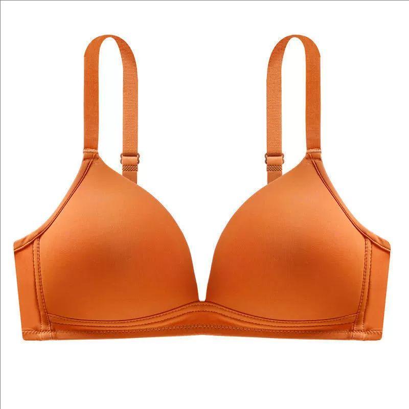 Simple Triangular Cup Deep V Seamless Bra Ladies' Small Breasts Gathered Together Smooth Surface Without Steel Ring Lightweight Bra