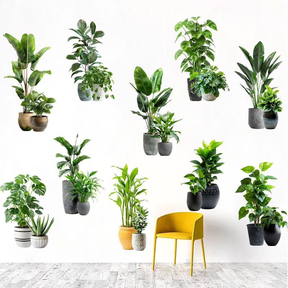 Green Palm Plant Wall Decals Large Size Wall Mural Creative Plant Bonsai Wall Stickers Living Room