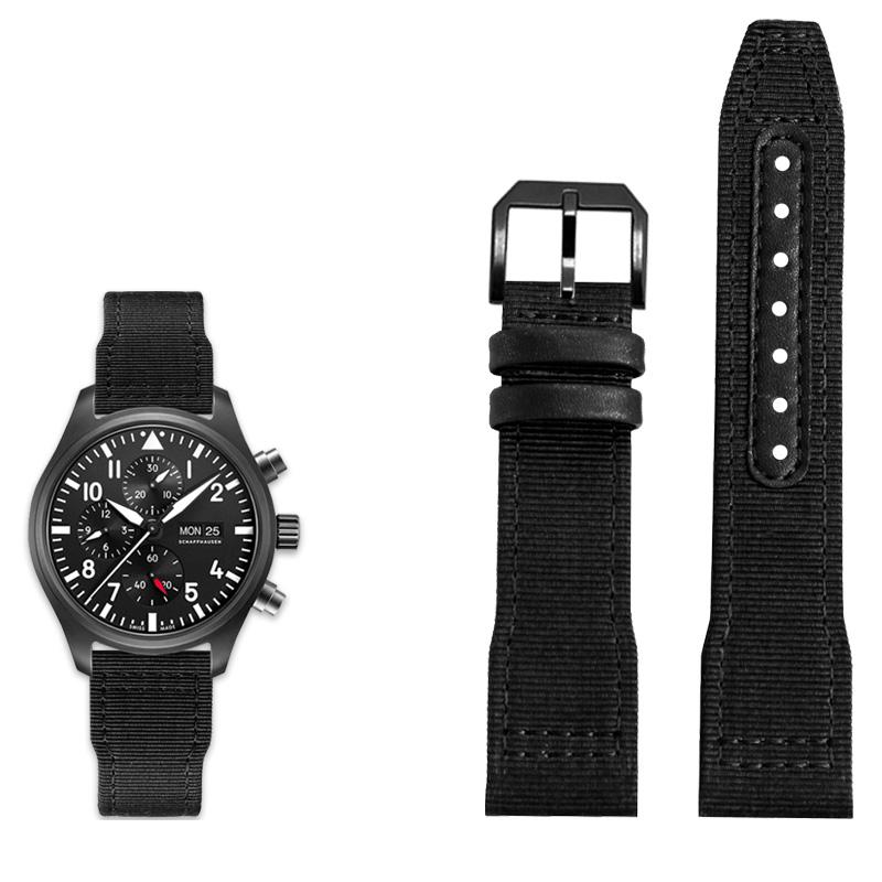 Klasyczny 20/21/22mm Wysokiej jakości nylonowy pasek do zegarka ze skóry cielęcej Pasuje do IWC Pilot SPITFIRE MARK18 Portofino TOP GUN IW389101 Pasek do zegarka