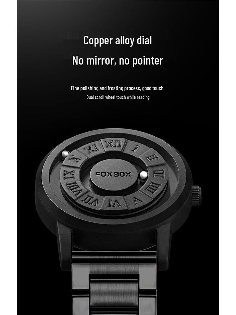 Men’s Frameless Design Quartz Watch with Magnetic Suspension and Futuristic Black Technology