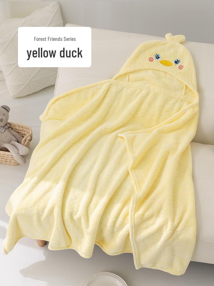 Hooded Coral Fleece Baby Bath Towel Cape - Quick-Dry, Absorbent Swimwear for Children