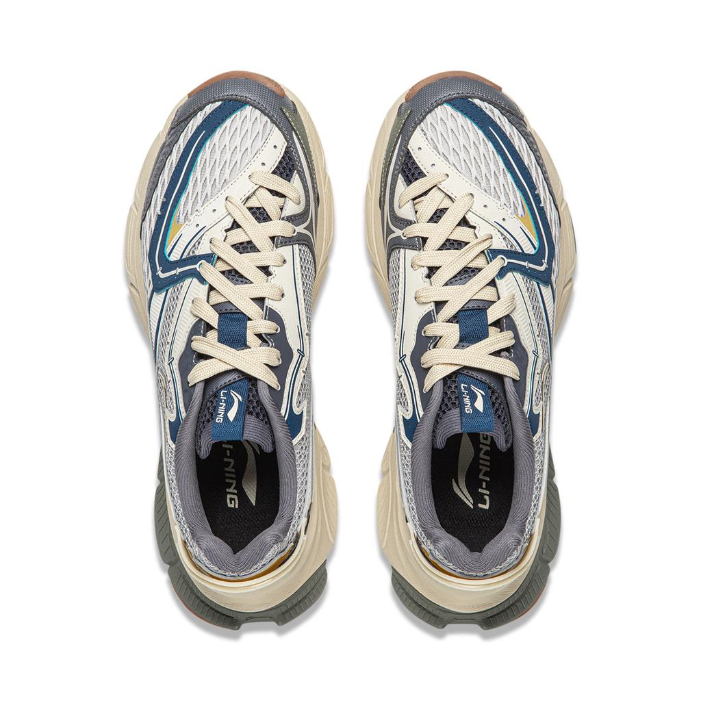 Li Ning Xingji Cushioning Abrasion Resistant Breathable Low top Chunky Sneakers Men's Gray Blue AGCW087-3
