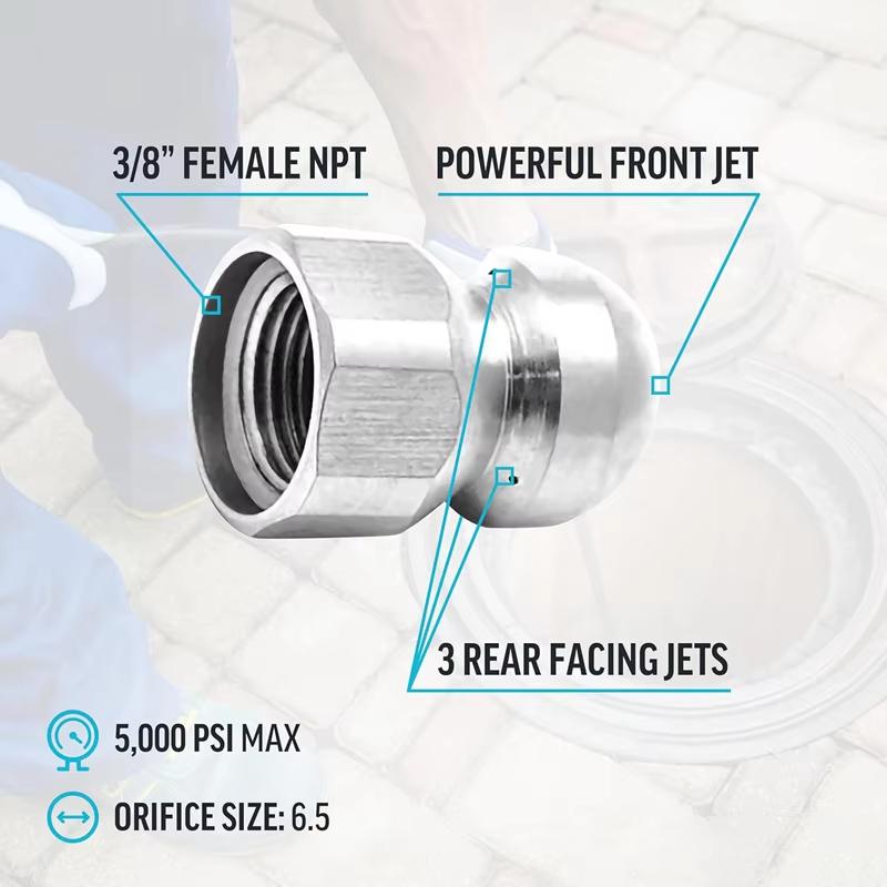 1Pcs Stainless Steel Quick Connect 1/4 Thread Pipeline Cleaning Rotating Spray Head Water Mouse Head Set Nozzle Tools