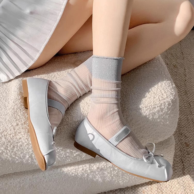 Siero See-Through Mid-Calf Socks Glitter Socks 4 Colors black