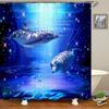 Ocean Shower Curtain Liner,Sea Theme Shower Curtain with 12 Hooks, Washable Dolphin Waterproof Shower Curtain for Bathroom Decor