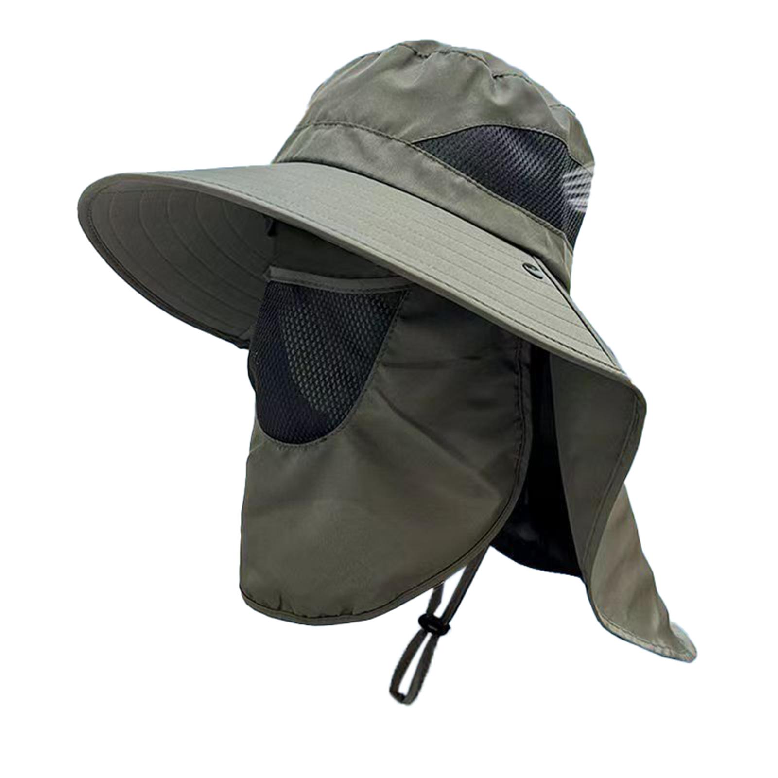 

Outdoor Fishing Hat With Neck Flap Uv Protection Foldable Bucket Hats For Men Women Cycling Hiking Wide Brim Summer Sunshade Cap зелений