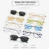 New Fashion Eyeglasses Frames for Women Men Silver Rectangle Glasses Anti Blue Light Small Square Sunglasses with Metal Frame