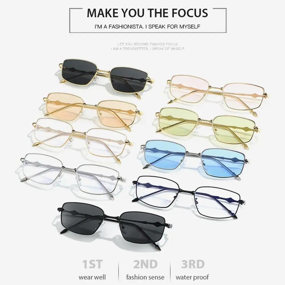 New Fashion Eyeglasses Frames for Women Men Silver Rectangle Glasses Anti Blue Light Small Square Sunglasses with Metal Frame