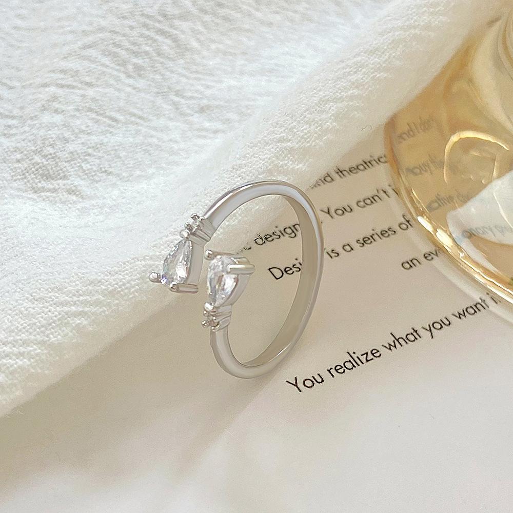 Classic Twist Chain Open Rings For Women Zircon Stainless Steel Geometric Twist Wrapped Couple Ring Wedding Aesthetic
