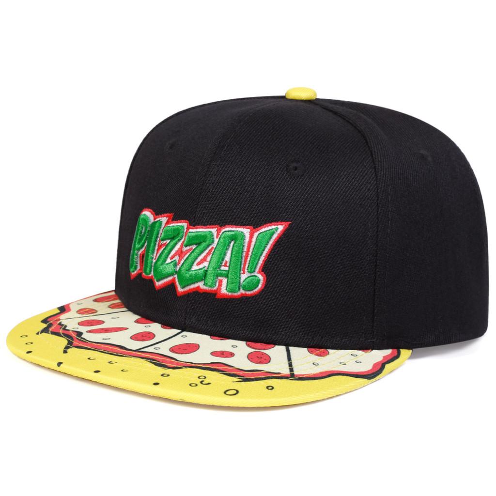 Pizza Embroidered Cotton Baseball Hat With Short Brim For Street Dance Fashion