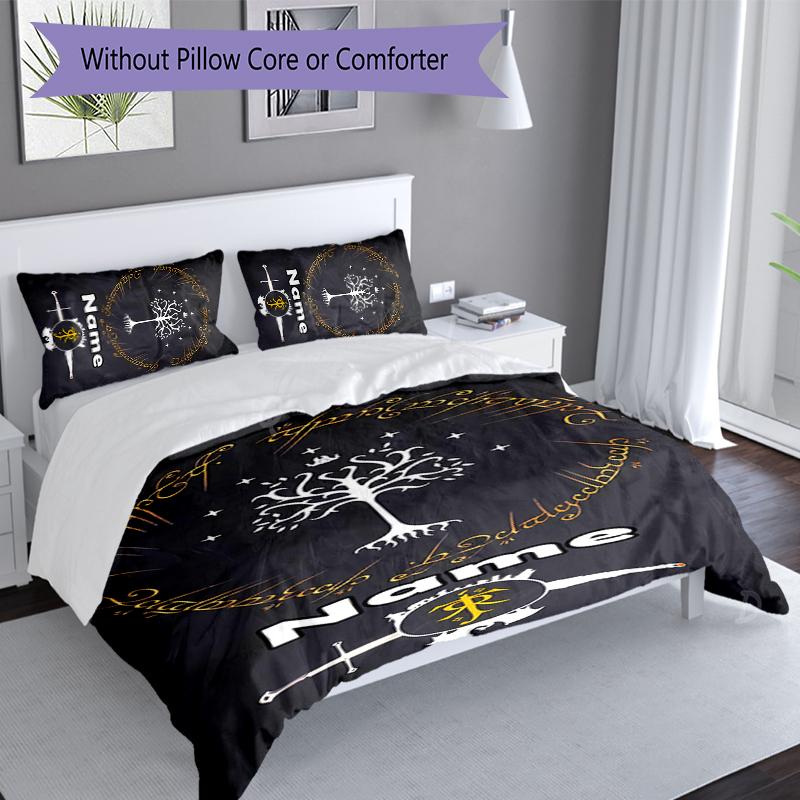 3pcs Custom Name The Fellowship of the Ring Bedding Set,Includes 1 Duvet Cover and 2 Pillowcases,All-season Bedroom Decor
