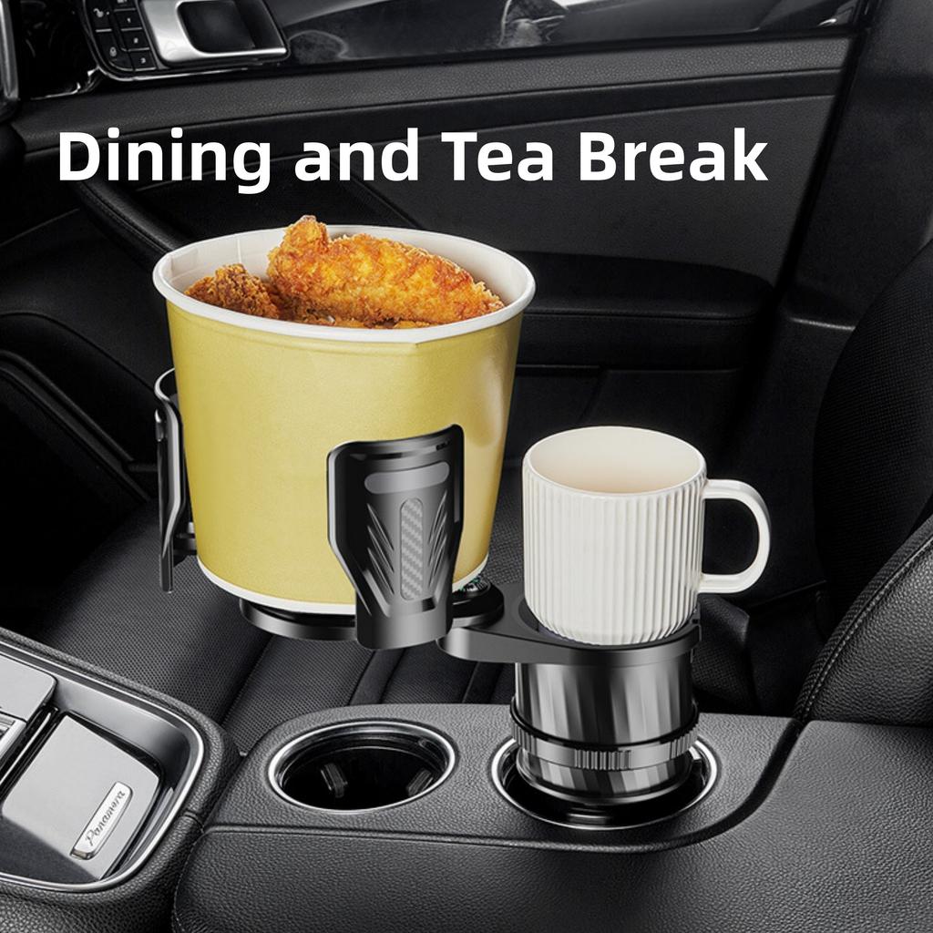 Car Cup Holder Expander Dock with Compass Compatible for One Existing Cup Holder-Upgrade To Two Holders,360°Adjustable Noise-Free Cup Holder Expansion