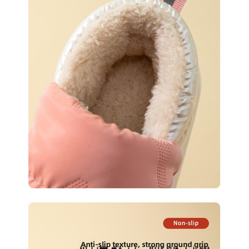 Children's Cotton Slippers Winter Bag Heel Waterproof and Anti Slip Small, Medium and Large Boys and Girls Thick Soft Sole with Plush Cotton Shoes