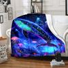 1PC Glowing whale with jellyfish printed blanket all seasons multi-purpose blanket suitable for sofa, camping, travel, car