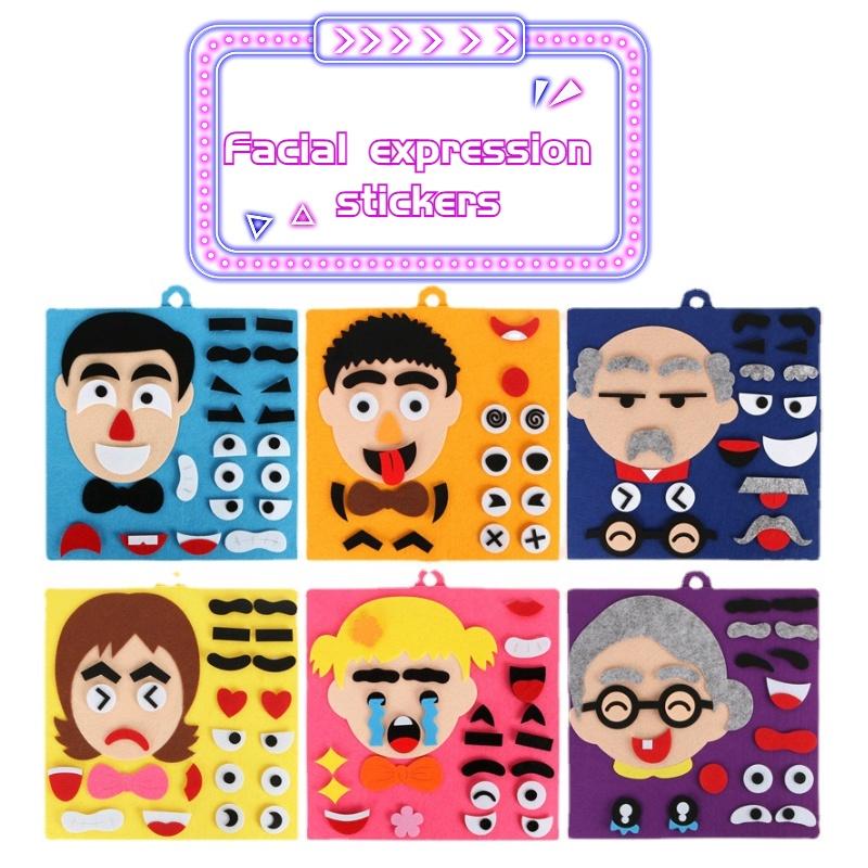 Emotion-changing Felt Puzzle Kit For Kids Diy Non-woven Material With Facial Features