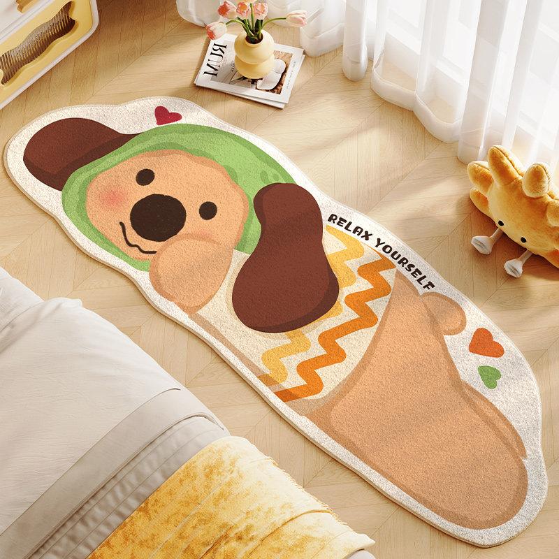 Cartoon Imitation Cashmere Long Rug Children's Bedroom Bedside Rug Soft Non-Slip Balcony Bay Window Mat Home Decoration