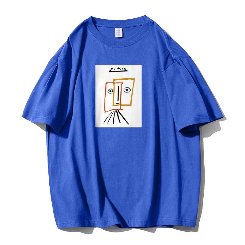 Shellsuning Cartoon Printing T-shirt Women Summer Fashion Casual Simple Short Sleeve 100% Cotton Soft Tees Female Oversized Basic Couple Tops