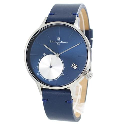Salvatore Marra Men's and Women's Unisex Leather Watch with Simple Modern Design, SM20105-SSBL