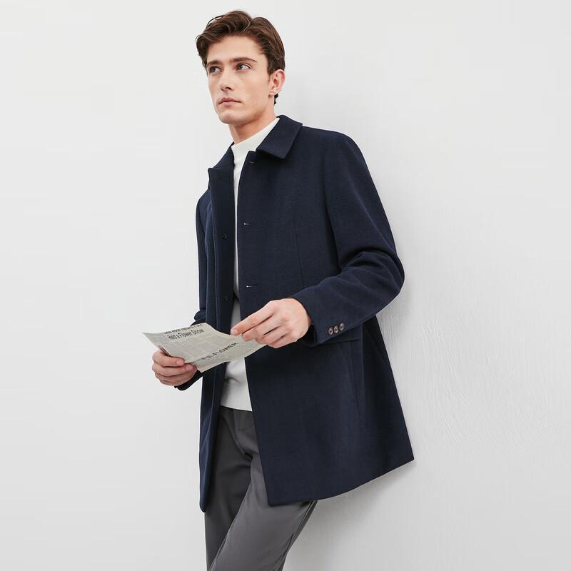 SEPTWOLVES Men's Lapel Wool Blend Overcoat