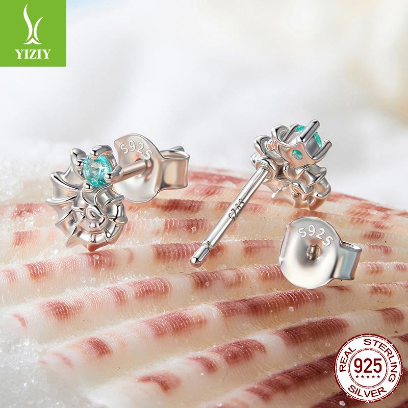 S925 Sterling Silver Conch Stud Earrings, Spring Wear Jewelry Sterling Silver Fine Stud Earrings