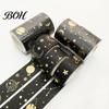 Planner Adhesive Tape 3 Rolls Golden Foil Washi Tape, Retro Plaid Leaf Pattern Decorative Kit Masking for DIY Crafts, Journal, Planner, Scrapbooking
