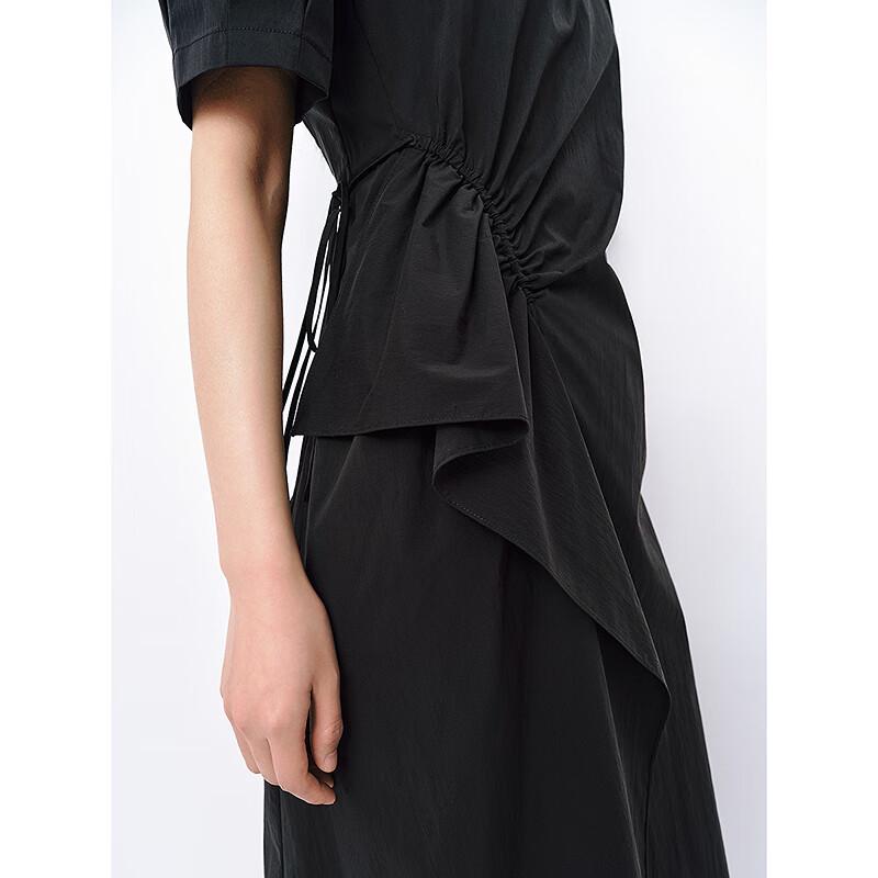 Peacebird Women's Ruffled Hem Puff Sleeve Midi Dress