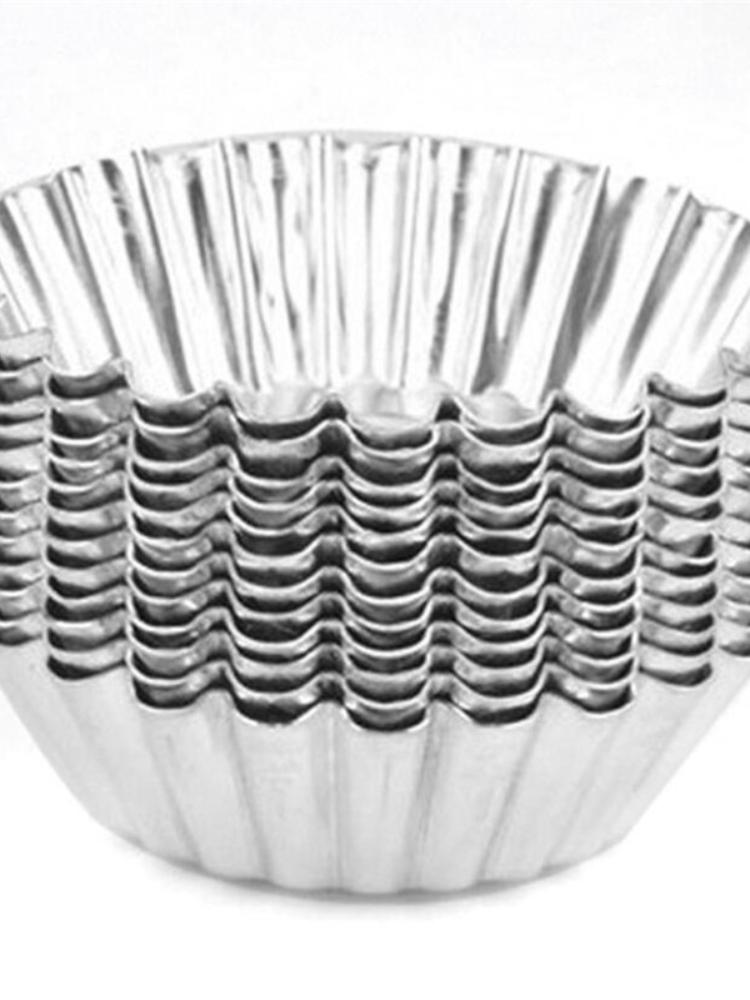 

10 шт. многоразовых серебряных формочек из нержавеющей стали для кексов, яиц, тартов, печенья, пудинга, антипригарных кондитерских изделий, инструментов для выпечки торта