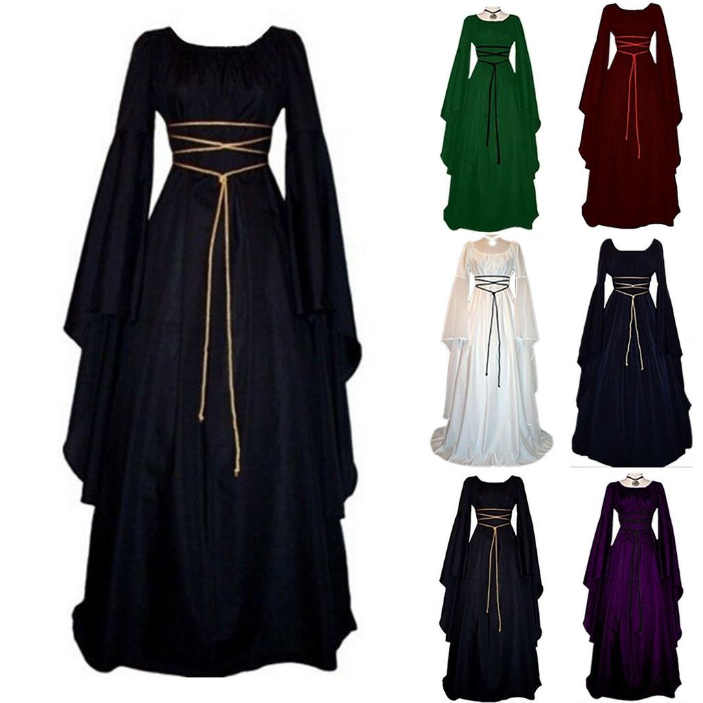 Vintage Medieval Womens Dress Victorian Renaissance Gothic Costume Gown Dress