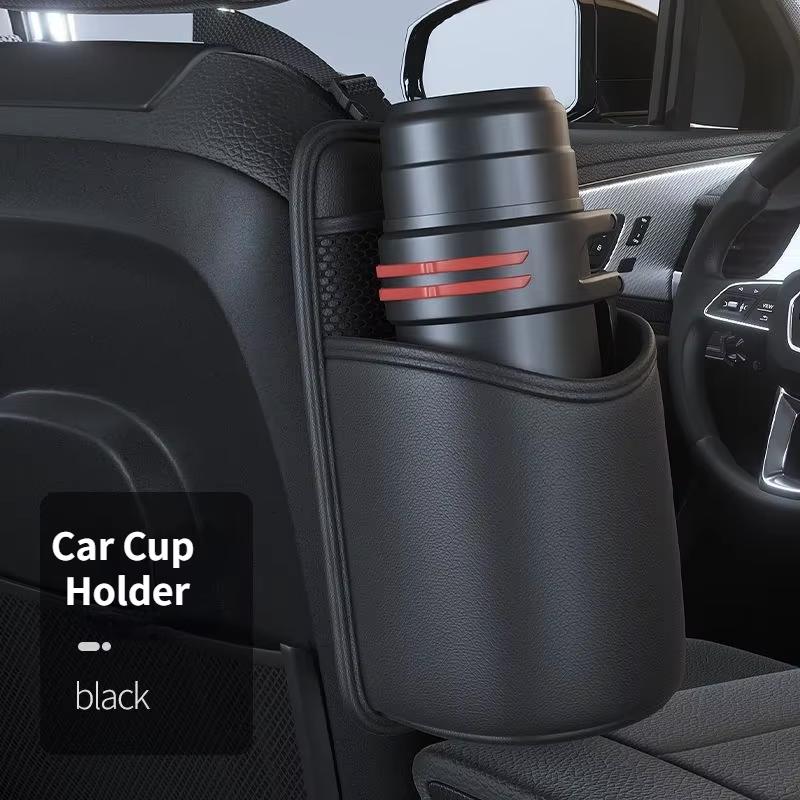 Car Seat Side Organizer Bag Storage Hanging Bag with Mesh Pocket for Phones Glasses Car Tissue Holder Cup Holder Trucks (Black)