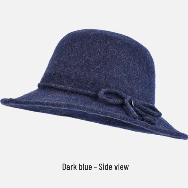 Cameng Women's Bowknot Wide-Brim Wool Felt Hat