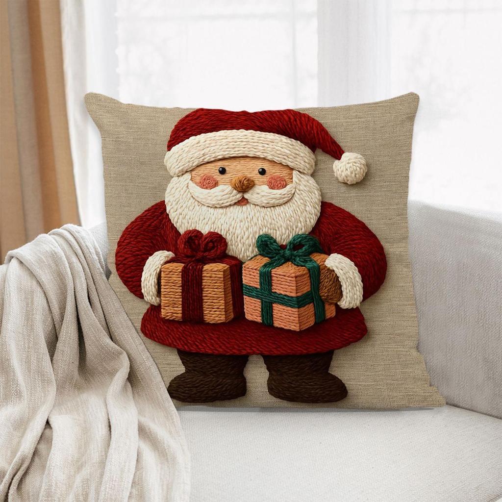 45cm Grau Rot Weihnachtskissenbezug 4PCS Cartoon Weihnachtsmann Schneemann Elch Sofakissenbezug Heim Bett Auto Deko Frohe