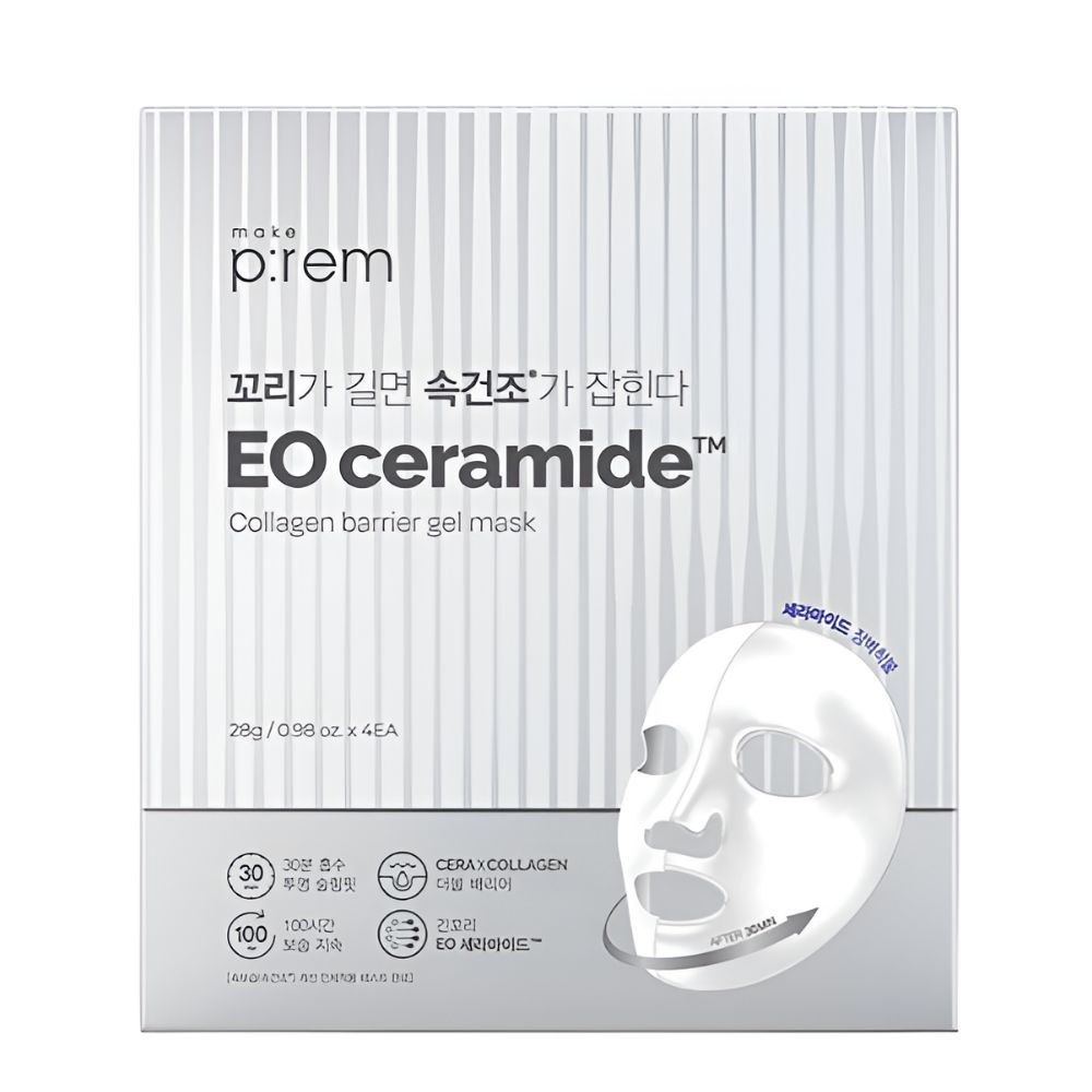 MAKE P:REM EO Ceramide Collagen Barrier Gel Mask 4 Sheets Hydrating Repair Sheet Mask Set