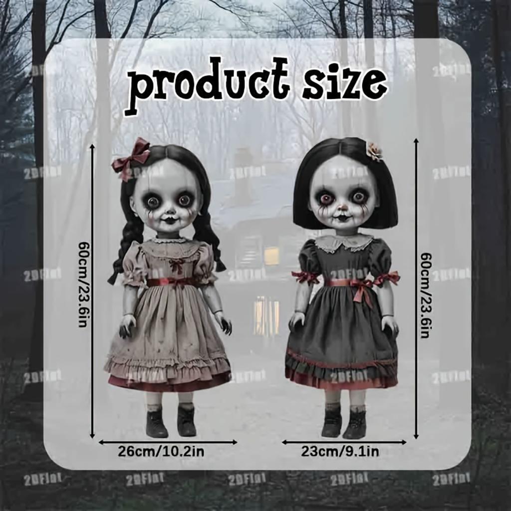 Set of 2 Halloween Garden Stakes featuring 2D Flat Creepy Boy Ghost Decorative Yard Stakes for Spooky Outdoor Decor
