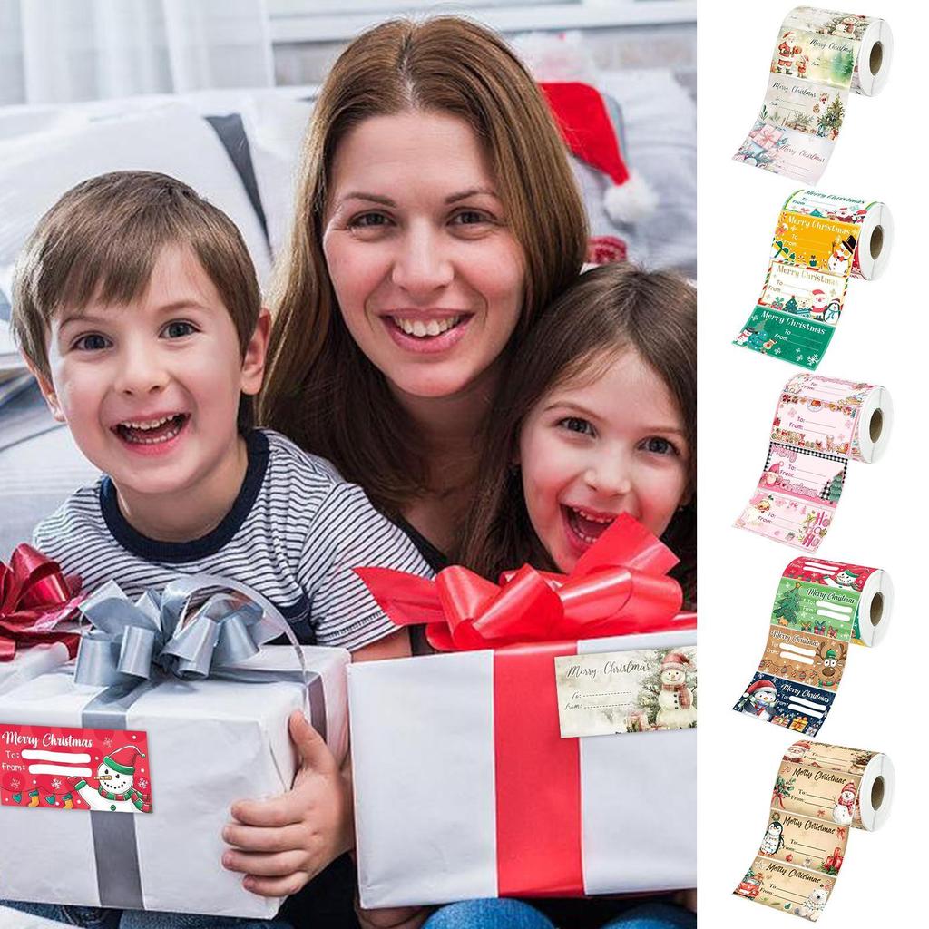 Merry Christmas Stickers Funny Party Favor Winter Adhesive Cute Tag Decals for Bread Bags Box Greetings Cards Handicrafts Wall