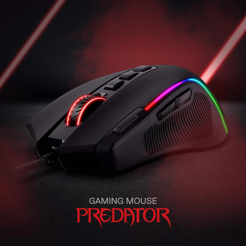 Mouse pentru jocuri Redragon M612 Predator RGB 8000 DPI Mouse optic pentru jocuri cu fir 11 butoane programabile 5 moduri de iluminare din spate Suport software Legarea tastelor DIY