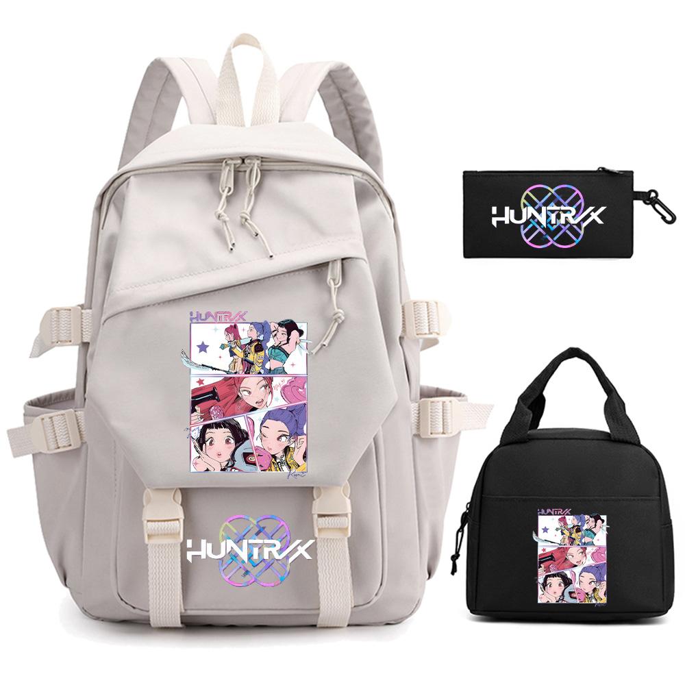 3 Stück/Set Cartoon Kpop Dämonenjäger Bedruckter Rucksack für Teenager Junge Mädchen Kinder Große Kapazität Schultasche Studenten-Buchtasche Damen Reisetasche Mochila