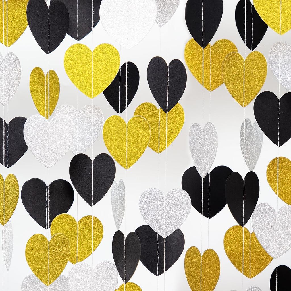 Rose-Gold Pink Burgundy Valentines Decorations - Paper Heart Garland 52ft Hanging Streamer Banner Engagement Mothers Day Wedding Anniversary Bridal