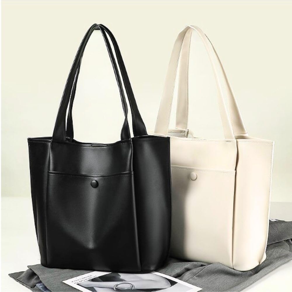 Homarina Women's Tote Bag, Handbag, Business Bag, Fits A4 Sizes, Shoulder Bag (White)