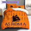 AS Roma con Sfondo Colosseo Set Copripiumino con Fantasia Decorazione per la Casa Regalo (1 * copripiumino + 2 * federe senza imbottitura)