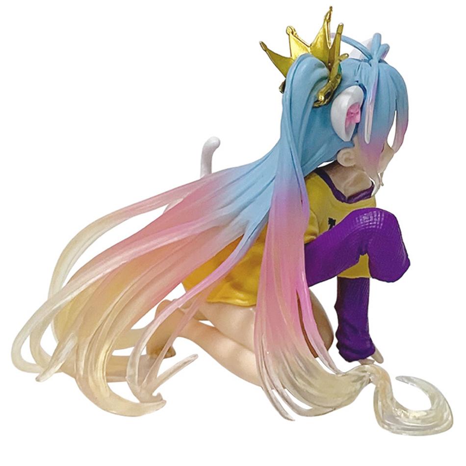 10cm In Stock Anime No Game No Life: Zero Shiro Desktop Cute Figure White To Cat Ear T-Shirt Model Toy Figures Ornaments Gifts