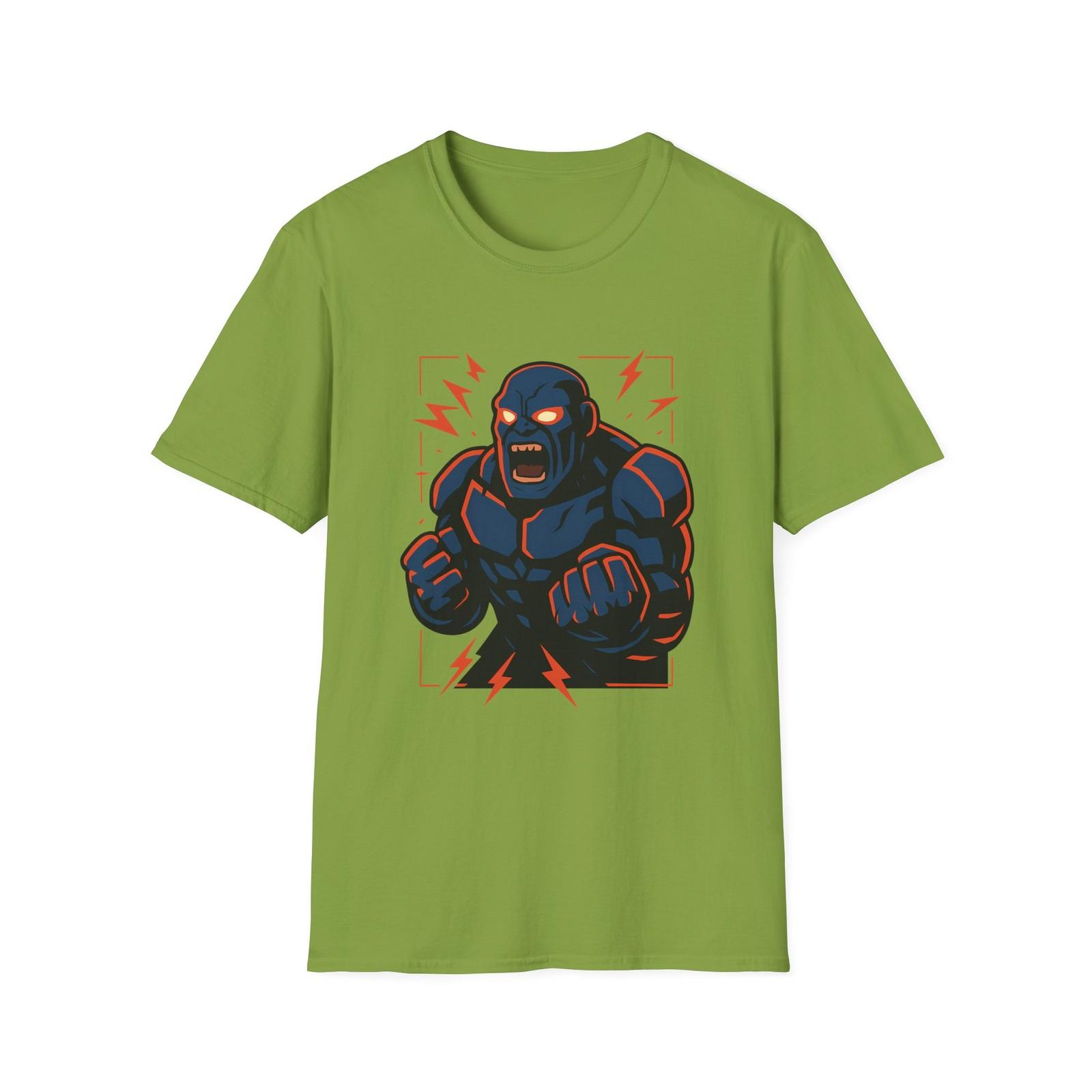 Unisex Softstyle T-Shirt Mens Womens Tees Top Roaring Cyber Brute Neon Glitch Shards Graphic Tee 2XL