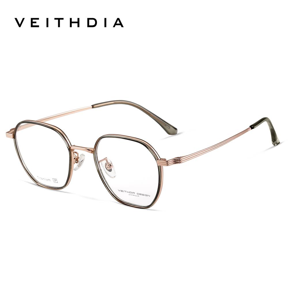 

Очки VEITHDIA Оптические Титановая+TR90 оправа Изготавливаемые на заказ линзы по рецепту Очки Мужские Женские Миопия Компьютерные очки V5037 Without Case зелёный