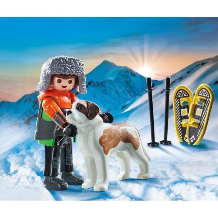PLAYMOBIL 71741 Garçon En Raquettes Avec Saint Bernard, My Life, 8 Pièces, Dès 4 Ans